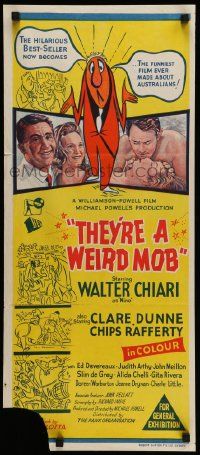 7r489 THEY'RE A WEIRD MOB Aust daybill '66 Powell & Pressburger directed immigrant comedy!