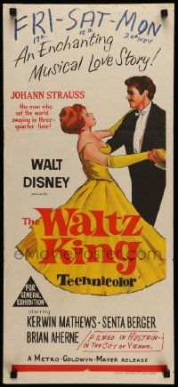 7r507 WALTZ KING Aust daybill '63 Disney biography of music composer Johann Strauss!