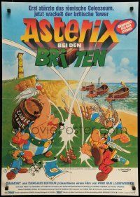 7r574 ASTERIX IN BRITAIN German '87 wacky art from French cartoon comic by Albert Uderzo!