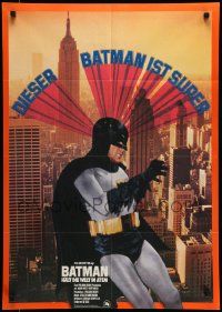 7r580 BATMAN German R70s DC Comics, great image of Adam West & Burt Ward, NYC skyline!