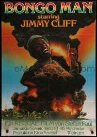 7r596 BONGO MAN German '81 Harlin art of reggae singer Jimmy Cliff performing & burning building!