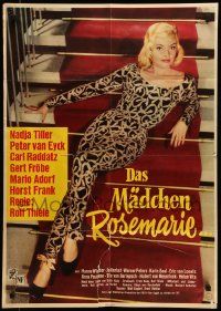 7r900 ROSEMARY German '59 image of sexiest Nadja Tiller in title role leaning on stairs!