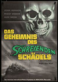 7r905 SCREAMING SKULL German '62 fantastic art of huge creepy skull looming over castle!