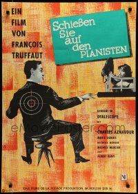 7r907 SHOOT THE PIANO PLAYER German '62 Francois Truffaut's Tirez sur le pianiste, cool art!