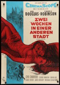 7r960 TWO WEEKS IN ANOTHER TOWN German '62 cool art of Kirk Douglas & sexy Cyd Charisse by Dill!