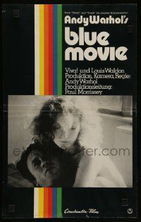 7r544 BLUE MOVIE German 12x19 '72 Andy Warhol, Paul Morrissey, sex thriller!