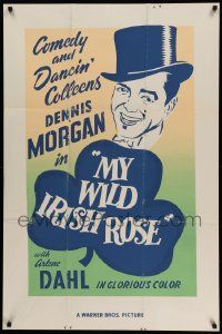 7r169 MY WILD IRISH ROSE Canadian 1sh '48 singing Dennis Morgan wearing top hat, Arlene Dahl!