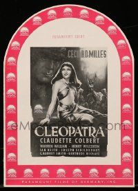 7s030 CLEOPATRA die-cut German pressbook R53 sexy Egyptian ruler Claudette Colbert, Cecil B. DeMille
