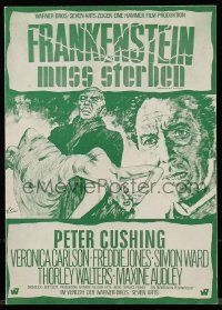 7s034 FRANKENSTEIN MUST BE DESTROYED German pressbook '70 folds out to make a 24x33 poster!