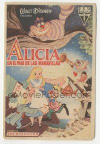 7s692 ALICE IN WONDERLAND Spanish herald '54 Walt Disney Lewis Carroll classic, different art!