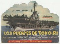 7s720 BRIDGES AT TOKO-RI die-cut Spanish herald '59 James Michener, different aircraft carrier art!