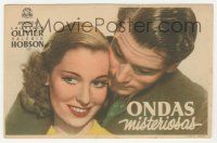 7s731 CLOUDS OVER EUROPE Spanish herald '43 romantic c/u of Laurence Olivier & Valerie Hobson!