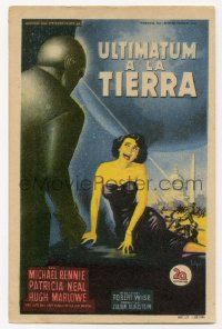 7s740 DAY THE EARTH STOOD STILL Spanish herald '52 Soligo art of Patricia Neal cowering from Gort!