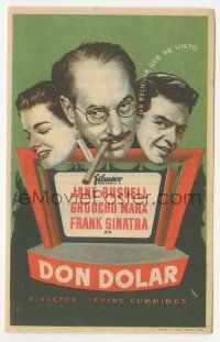 7s746 DOUBLE DYNAMITE Spanish herald '53 different MCP art of Groucho Marx, Jane Russell & Sinatra!