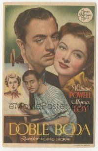 7s748 DOUBLE WEDDING Spanish herald '45 different image of William Powell painting & w/ Myrna Loy!