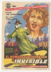 7s758 EL HOMBRE QUE LOGRO SER INVISIBLE Spanish herald '61 art of invisible man Arturo de Cordova!