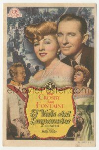 7s759 EMPEROR WALTZ Spanish herald '50 different image of Bing Crosby & pretty Joan Fontaine!