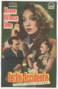 7s763 FOREIGN AFFAIR Spanish herald '50 Jean Arthur & sexy Marlene Dietrich, John Lund, different!