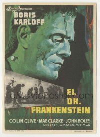 7s764 FRANKENSTEIN Spanish herald R65 great MCP close up art of Boris Karloff as the monster!