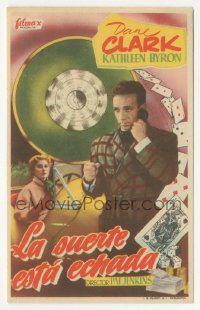 7s770 GAMBLER & THE LADY Spanish herald '52 Dane Clark, cool wheel of fortune gambling art!