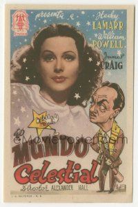 7s793 HEAVENLY BODY Spanish herald '44 Jano cartoon art of William Powell + Hedy Lamarr photo!