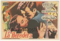 7s794 HEIRESS Spanish herald '51 William Wyler, art of Olivia de Havilland & Montgomery Clift!