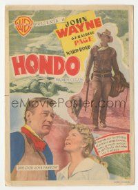 7s799 HONDO Spanish herald '54 two great images of cowboy John Wayne + Geraldine Page