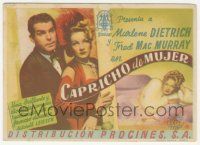 7s826 LADY IS WILLING Spanish herald '42 sexy Marlene Dietrich & Fred MacMurray, different!