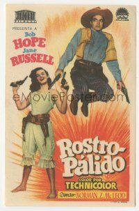 7s874 PALEFACE Spanish herald '48 different image of Bob Hope & sexy Jane Russell, both with guns!