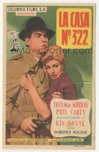 7s884 PUSHOVER Spanish herald '54 different image of Kim Novak clutching Fred MacMurray with gun!