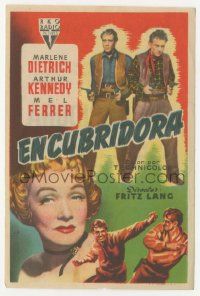 7s888 RANCHO NOTORIOUS Spanish herald '52 Fritz Lang, art of Marlene Dietrich, Kennedy & Ferrer!