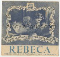 7s890 REBECCA Spanish herald '42 Alfred Hitchcock, Laurence Olivier & Joan Fontaine, different!