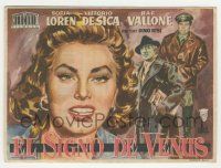 7s919 SIGN OF VENUS Spanish herald '56 Jano art of Sophia Loren, Vittorio De Sica & Raf Vallone!