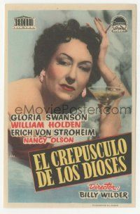 7s938 SUNSET BOULEVARD Spanish herald '52 different close up of Gloria Swanson with drink!