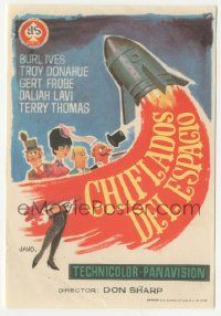 7s955 THOSE FANTASTIC FLYING FOOLS Spanish herald '67 cartoon art of Terry-Thomas by rocket!