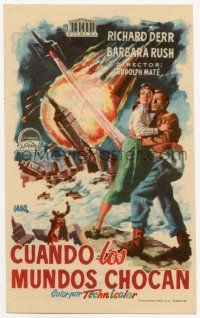 7s981 WHEN WORLDS COLLIDE Spanish herald '54 George Pal doomsday classic, different Jano art!