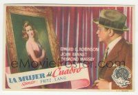 7s989 WOMAN IN THE WINDOW Spanish herald '48 Fritz Lang, Edward G. Robinson sees art displayed