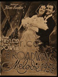 7s052 BROADWAY MELODY OF 1938 German program '38 Robert Taylor, Eleanor Powell, cool & different!