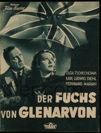 7s134 FOX OF GLENARVON German program + postcard '40 Max Kimmich World War I forbidden propaganda!