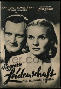 7s511 PASSIONATE FRIENDS German program '49 David Lean, different images of Ann Todd & Howard!