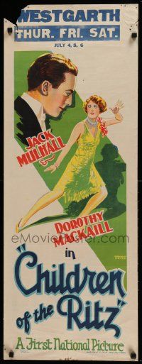 7t037 CHILDREN OF THE RITZ long Aust daybill '29 cool art of Mackaill & Mulhall by Wynne W. Davies!