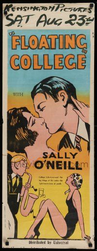 7t040 FLOATING COLLEGE long Aust daybill '28 kiss art of O'Neill & Collier + musician & sexy girl!