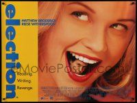 7t563 ELECTION DS British quad '99 wild image of Matthew Broderick in Reese Witherspoon's mouth!