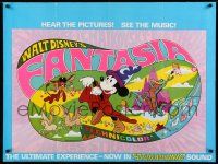 7t564 FANTASIA British quad R76 cool psychedelic artwork, Disney musical cartoon classic!
