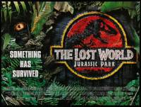 7t587 JURASSIC PARK 2 DS British quad '96 The Lost World, Steven Spielberg, something has survived!