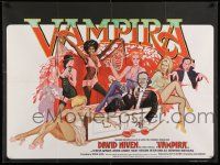 7t601 OLD DRACULA British quad '74 Vampira, David Niven as the Count, Clive Donner, horror art!