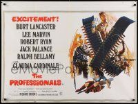 7t608 PROFESSIONALS British quad '66 Burt Lancaster, Lee Marvin, Claudia Cardinale, Terpning art!