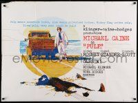 7t609 PULP British quad '72 Michael Caine, wild murder artwork of girl run over by truck!