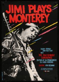 7t232 JIMI PLAYS MONTEREY Danish '87 great close up of Hendrix on stage!
