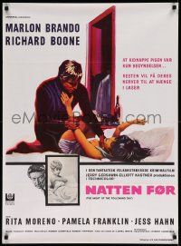 7t236 NIGHT OF THE FOLLOWING DAY Danish '69 Marlon Brando, Richard Boone, it assaults your senses!